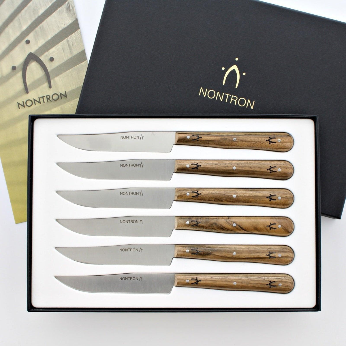 Nontron Steak Knives & Flatware Sets Burled Walnut | Bone & Brass