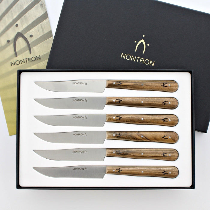 Nontron Steak Knives & Flatware Sets Burled Walnut | Bone & Brass