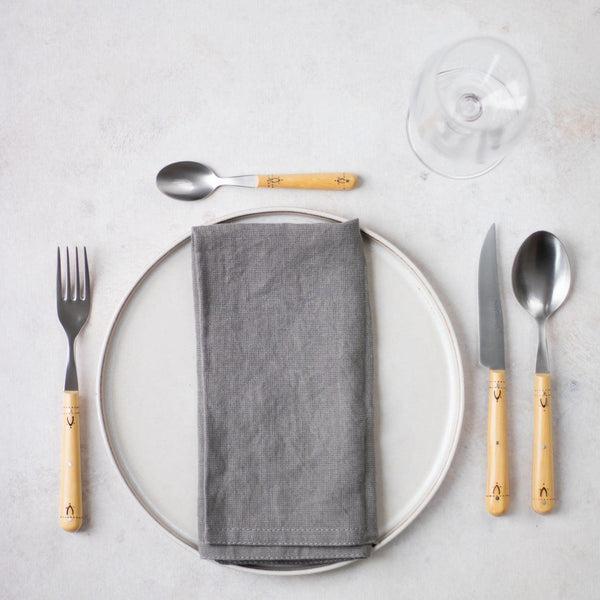 Nontron Steak Knives & Flatware Sets Burned Boxwood - Knife Detail | Bone & Brass