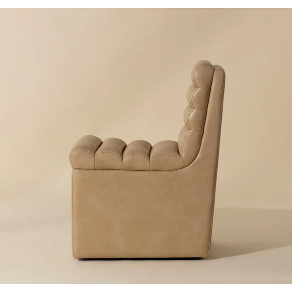 Norm Rolling Dining Chair - Copley Latte - Chair Side View | Bone & Brass