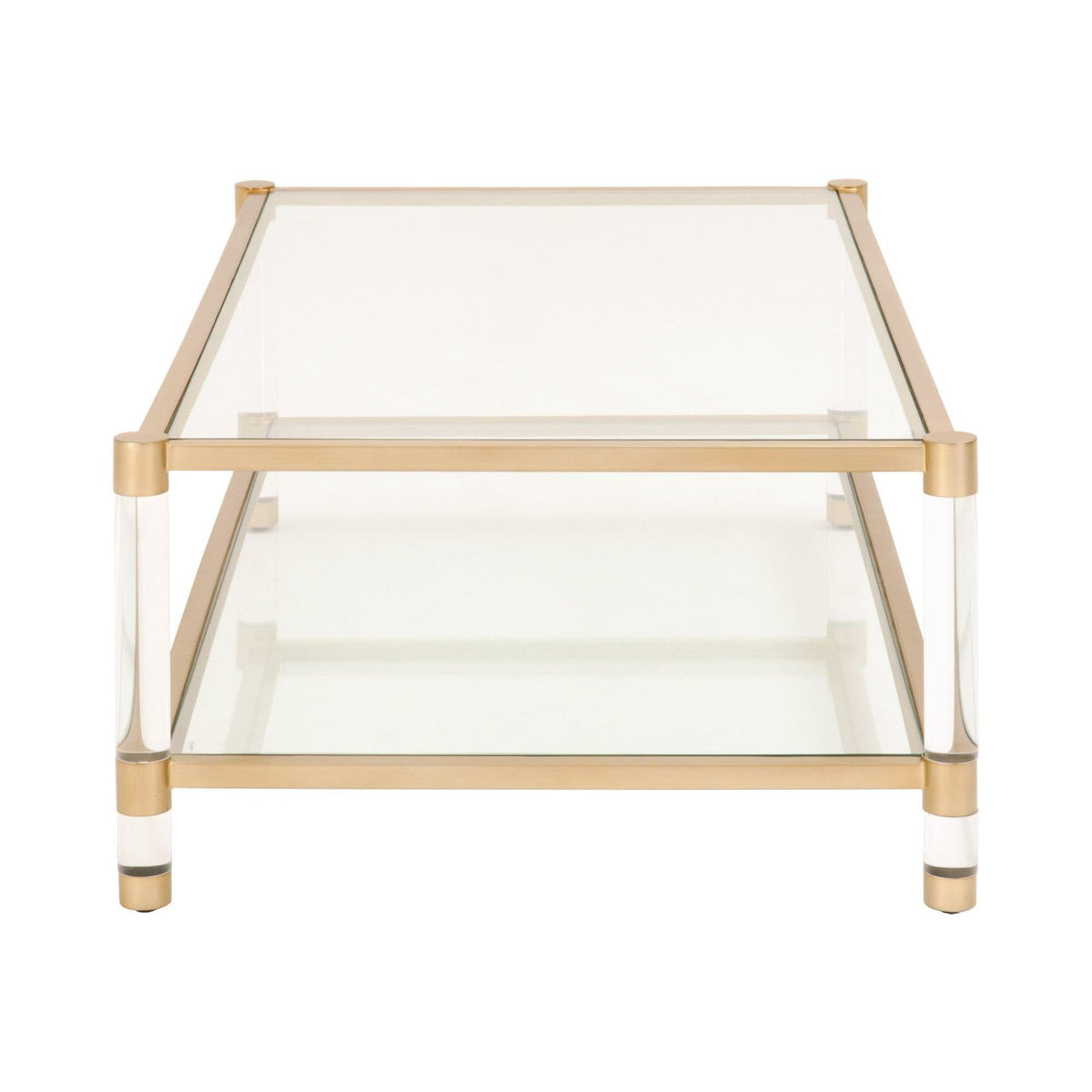Novel Brass & Lucite Coffee Table - Table Top View | Bone & Brass