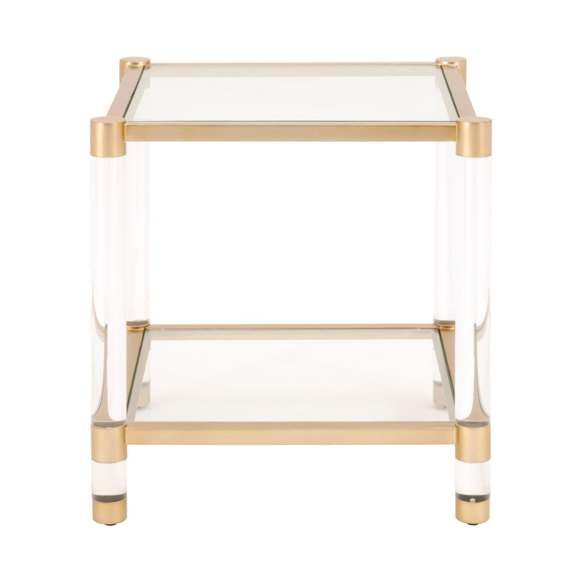 Novel Brass & Lucite End Table - Table Side View | Bone & Brass