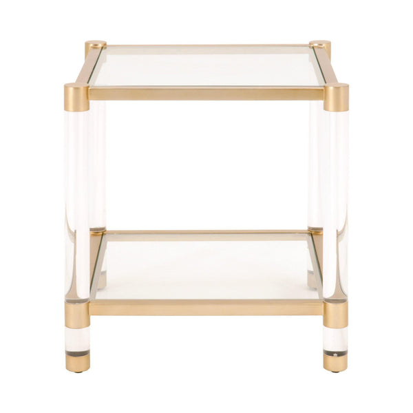 Novel Brass & Lucite End Table - Table Side View | Bone & Brass