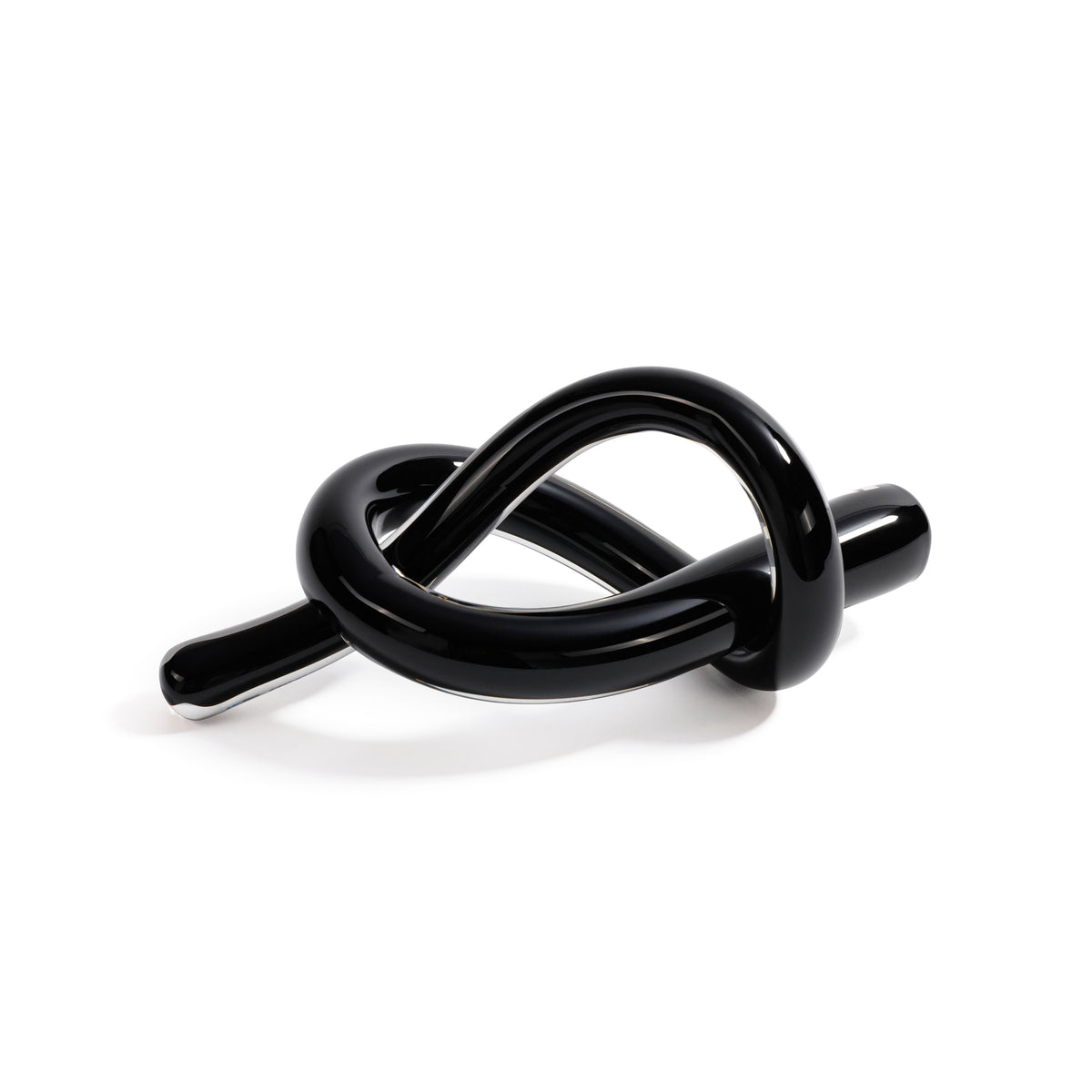 Obsidian Glass Knot Paperweight | Bone & Brass