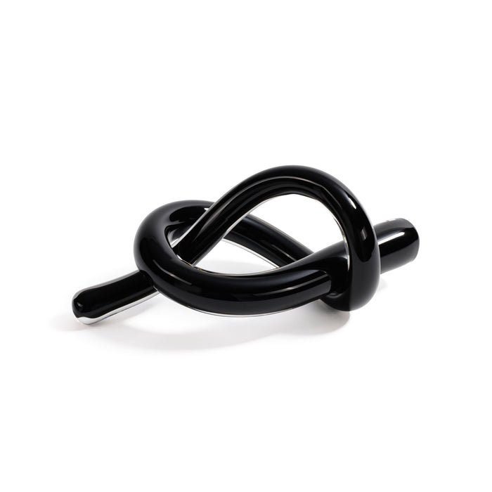Obsidian Glass Knot Paperweight | Bone & Brass