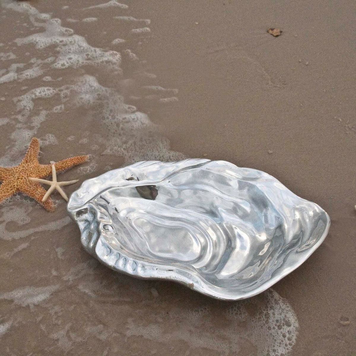 Ocean Silver Oyster Serving Bowl - Bowl Side View | Bone & Brass