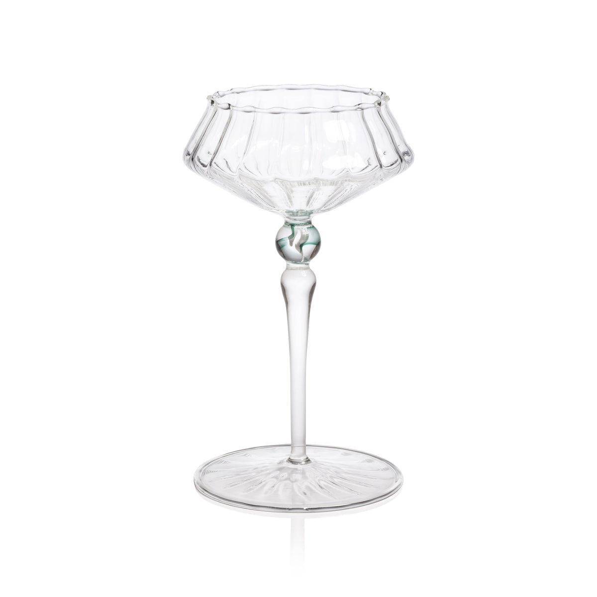 Odum Lagoon Green Fluted Coupe Glasses, Set of 4 | Bone & Brass