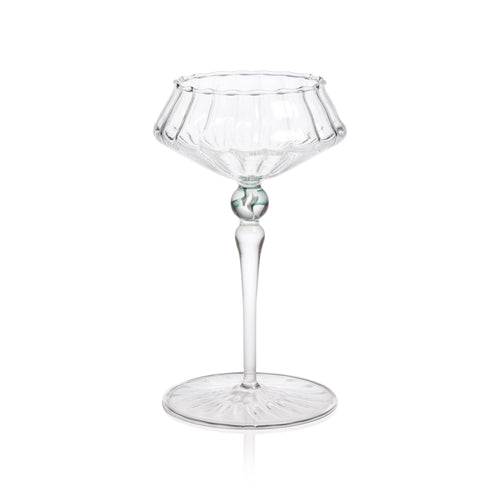 Odum Lagoon Green Fluted Coupe Glasses, Set of 4 | Bone & Brass