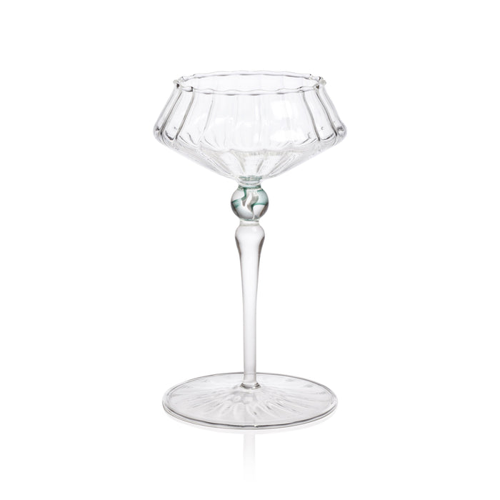 Odum Lagoon Green Fluted Coupe Glasses, Set of 4 | Bone & Brass