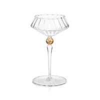 Odum Light Amber Fluted Coupe Glasses, Set of 4 | Bone & Brass