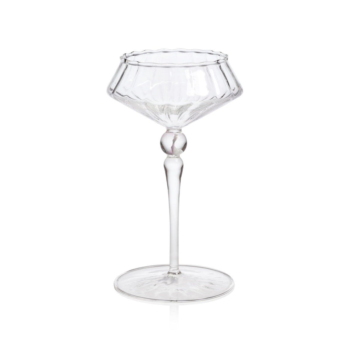 Odum Light Pink Fluted Coupe Glasses, Set of 4 | Bone & Brass