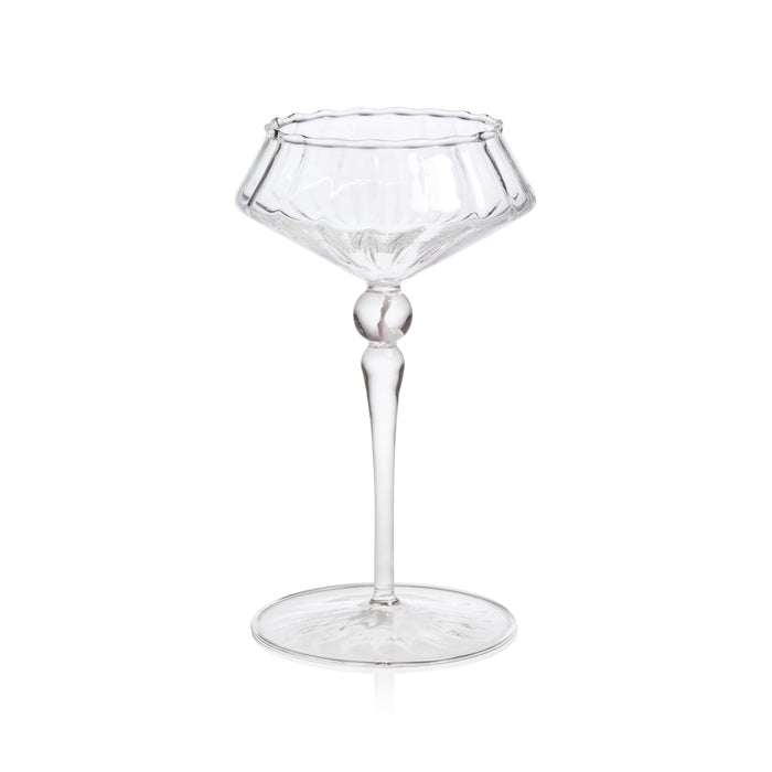 Odum Light Pink Fluted Coupe Glasses, Set of 4 | Bone & Brass