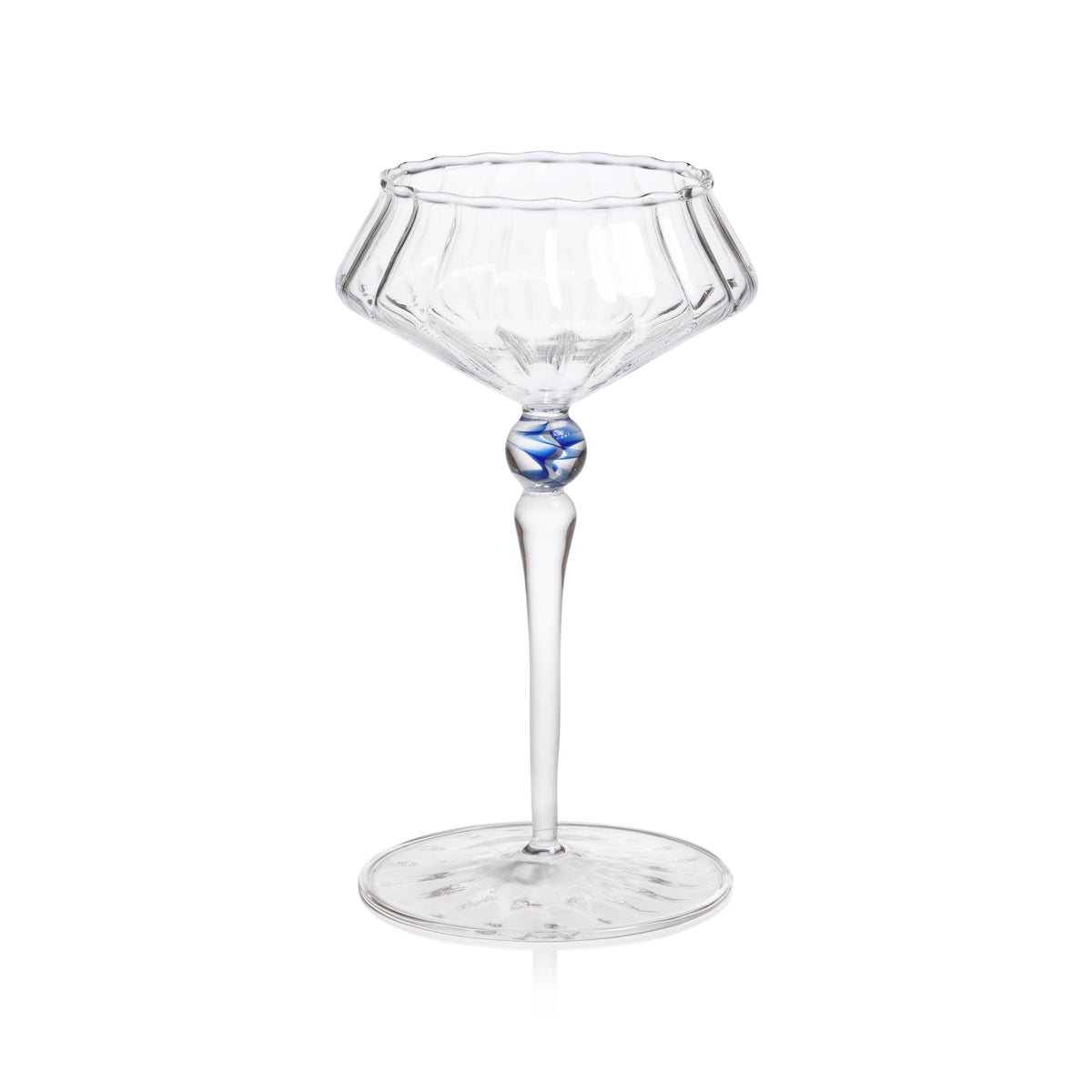 Odum Royal Azure Fluted Coupe Glasses, Set of 4 | Bone & Brass