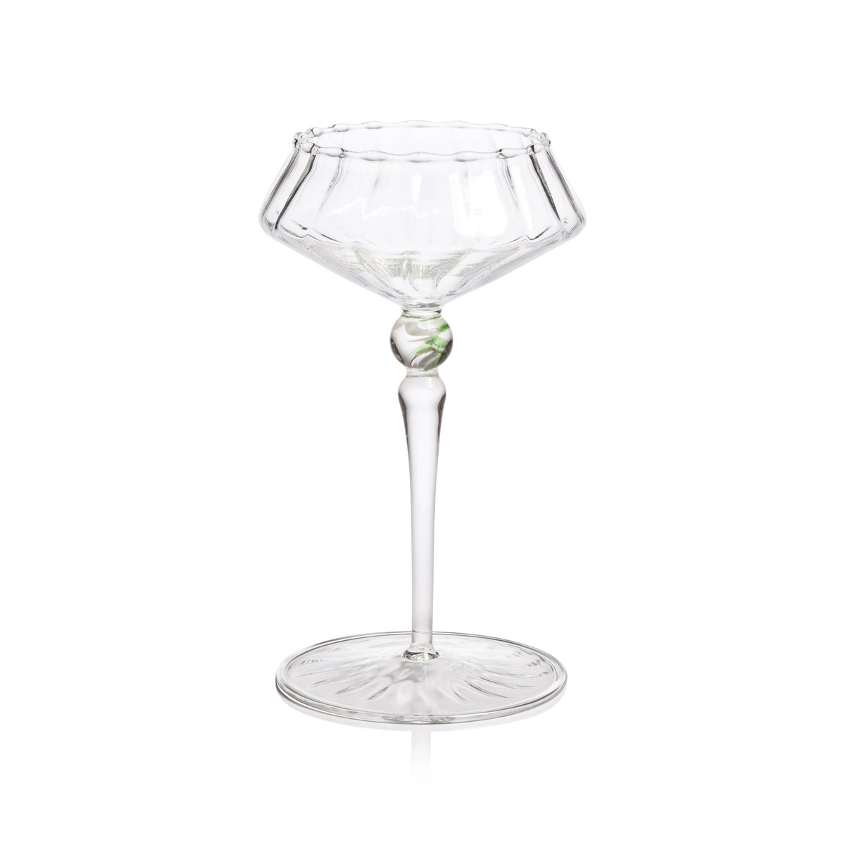 Odum Sea Green Fluted Coupe Glasses, Set of 4 | Bone & Brass