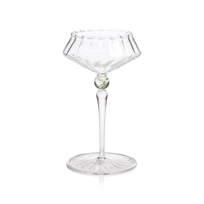 Odum Sea Green Fluted Coupe Glasses, Set of 4 | Bone & Brass