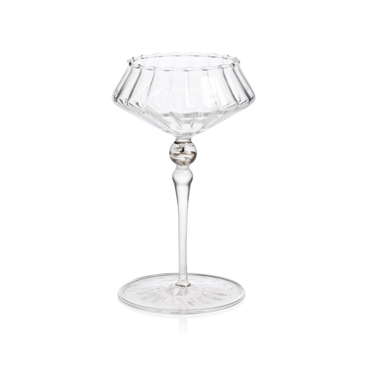 Odum Shadow Gray Fluted Coupe Glasses, Set of 4 | Bone & Brass