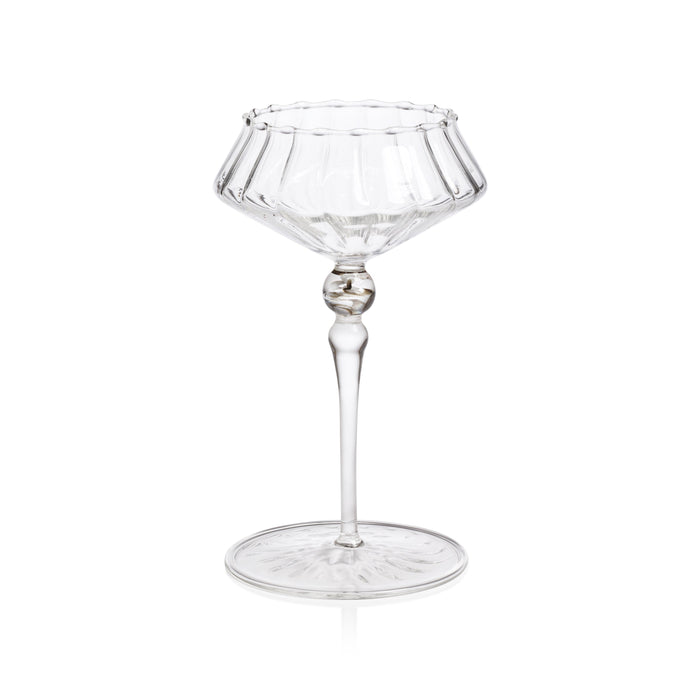 Odum Shadow Gray Fluted Coupe Glasses, Set of 4 | Bone & Brass