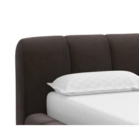 Olena Dark Brown Upholstered Queen Bed - Bed Headboard Detail | Bone & Brass