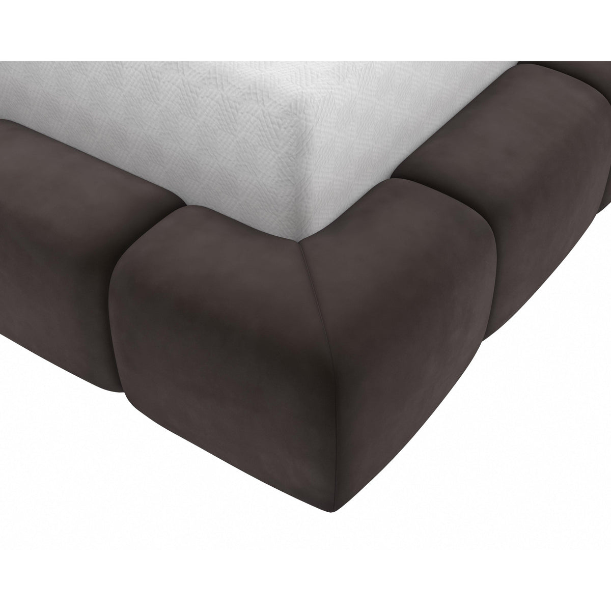 Olena Dark Brown Upholstered Queen Bed - Bed Frame Detail | Bone & Brass