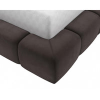 Olena Dark Brown Upholstered Queen Bed - Bed Frame Detail | Bone & Brass