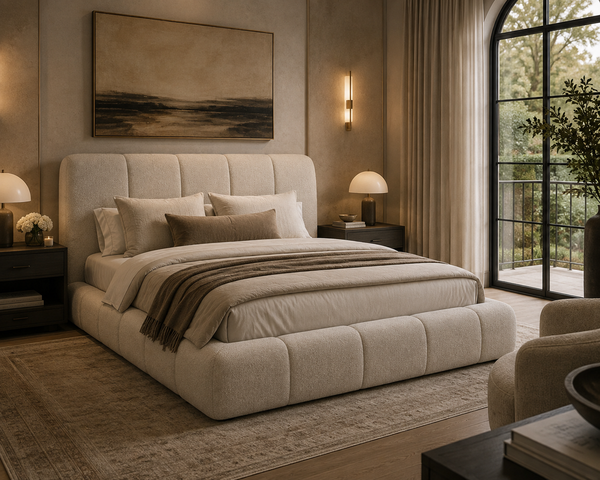 Olena Santa Cruz Channel Tufted Upholstered Bed