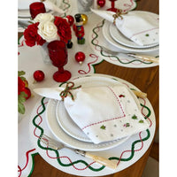 Olympia Christmas Embroidered Placemats, Set 4 - Placemat Detail | Bone & Brass