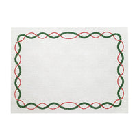 Olympia Christmas Embroidered Placemats, Set 4 - Placemat Texture Detail | Bone & Brass