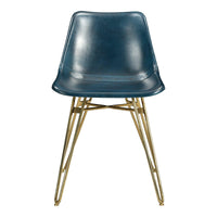 Omni Blue Leather Dining Chair, Set 2 - Chair Upholstery Detail | Bone & Brass