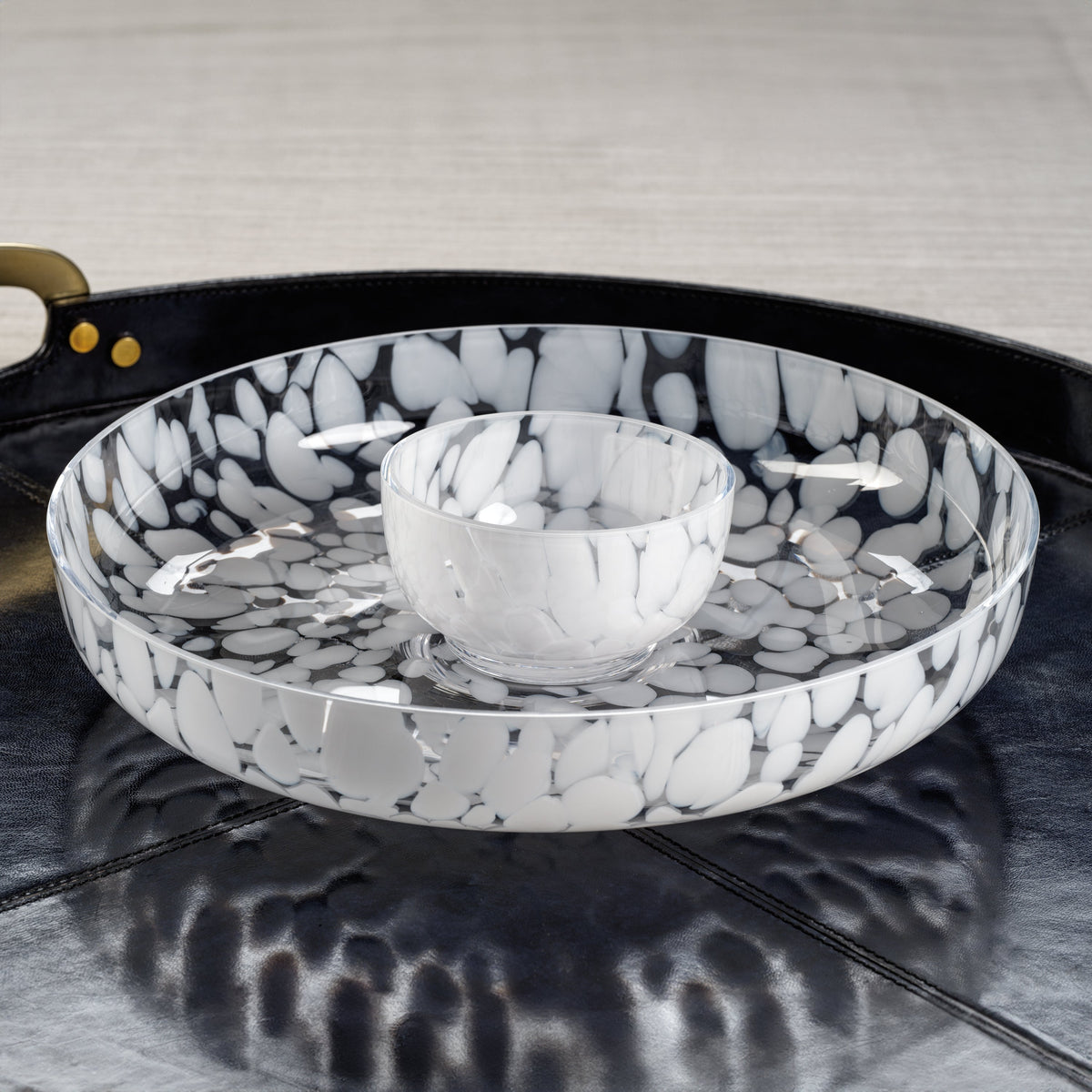 Opal White Chip Dip Serving Bowl - Set Detail | Bone & Brass