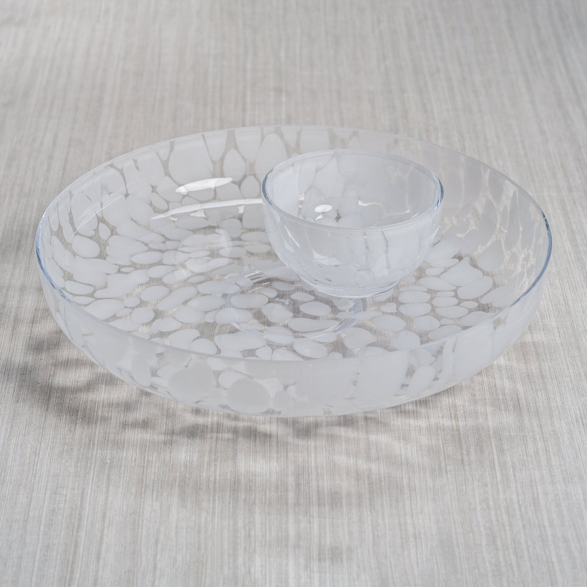 Opal White Chip Dip Serving Bowl - Set Top View | Bone & Brass