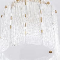 Orinder Aged Brass Semi-Flush Mount Light with hand-pressed textured clear glass panels and aged brass frame.