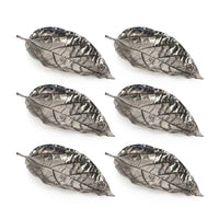 Orion Orange Leaf Antique Pewter Trays, Set 6 - Tray Top View | Bone & Brass