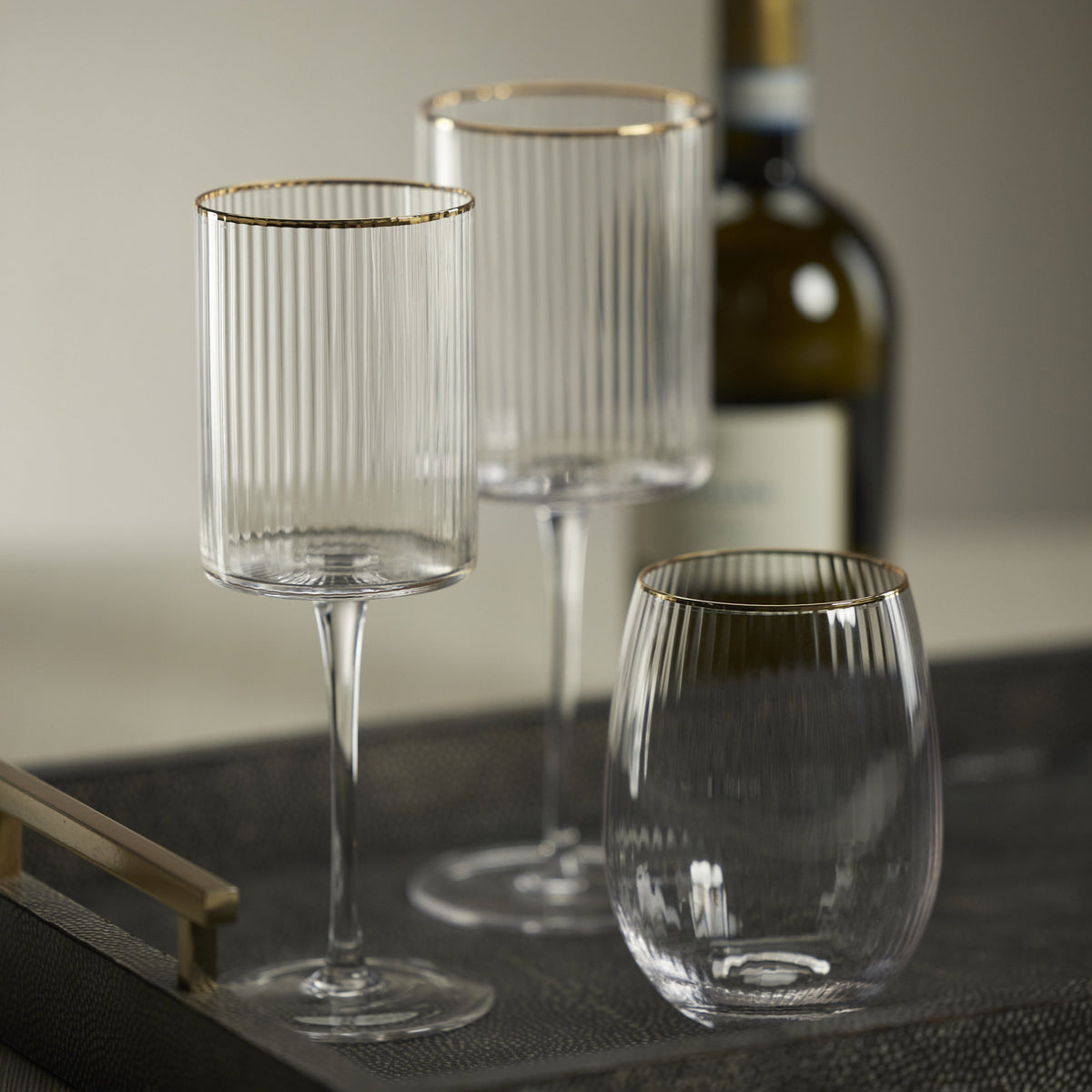 Orion White Wine Glasses Gold Rim, Set 4 - Glass Detail | Bone & Brass