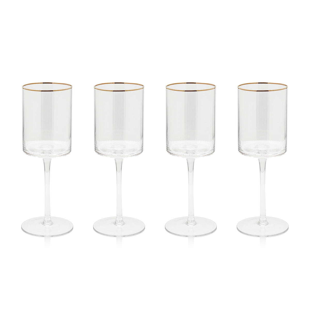 Orion White Wine Glasses Gold Rim, Set 4 - Glass Stem Detail | Bone & Brass