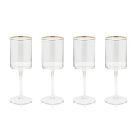 Orion White Wine Glasses Gold Rim, Set 4 - Glass Stem Detail | Bone & Brass