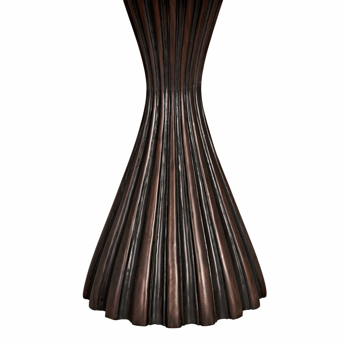 Osiris Round Black & Mahogany Dining Table base with fluted, contemporary design.