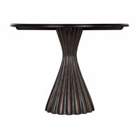 Osiris round black & mahogany dining table with a contemporary fluted pedestal base.