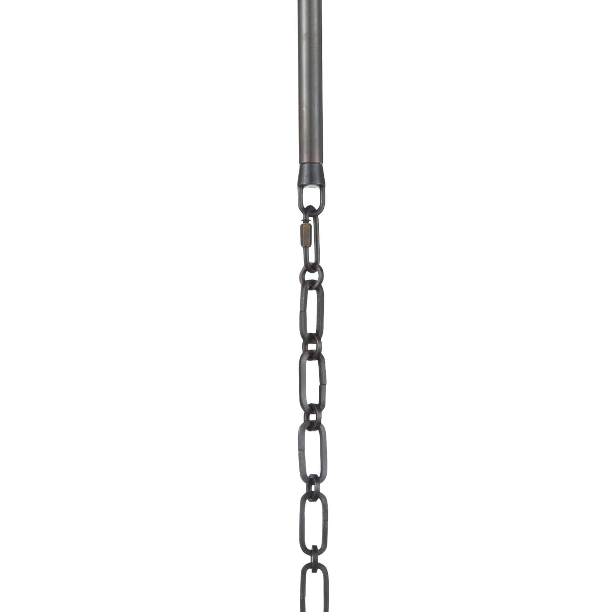 Blackened natural brass chain and pipe suspension for the Otis pendant light.
