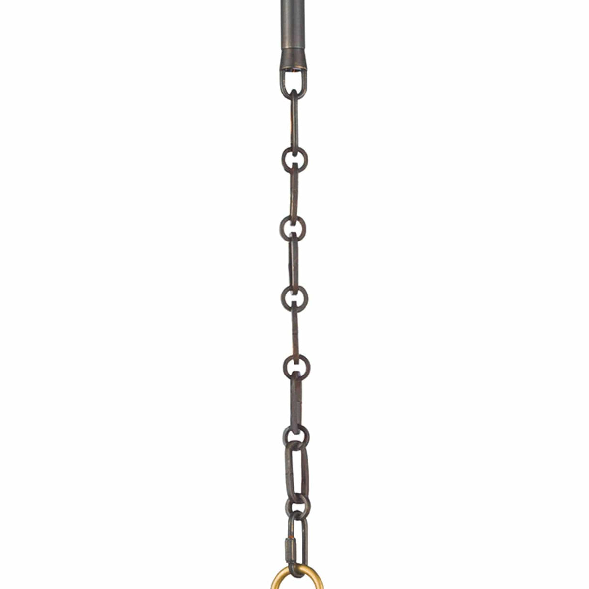 Blackened natural brass chain and pipe suspension for the Otis pendant.