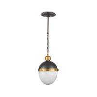 Otis Small Blackened Natural Brass Pendant with a spherical white milk glass shade.