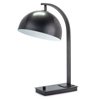 Otto desk lamp in oil rubbed bronze with a metal dome shade and curved neck.