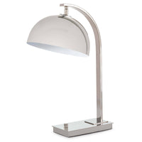 Otto desk lamp with a polished nickel finish, curved neck, and adjustable metal dome shade.
