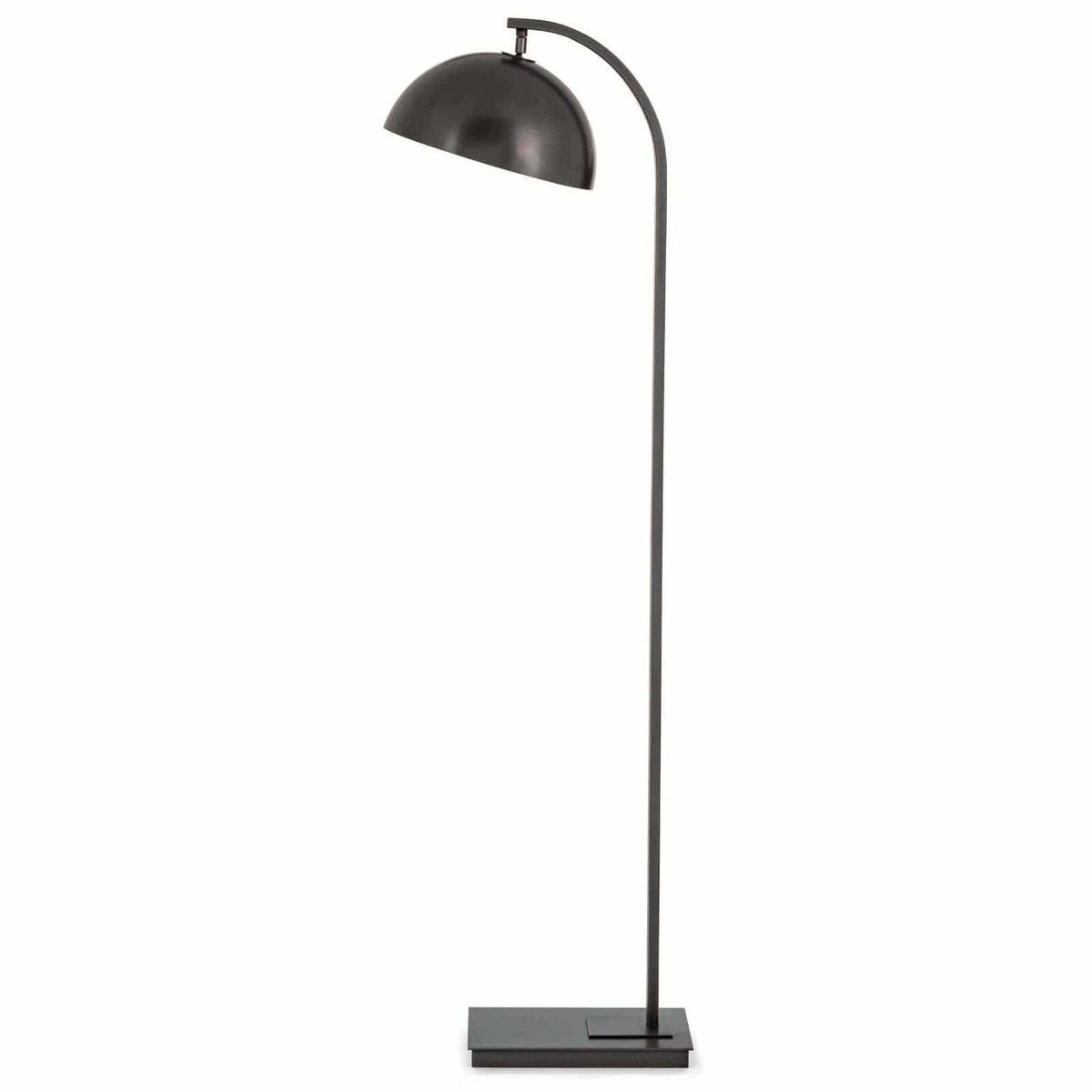 Modern Otto floor lamp with a sleek black metal finish, arching neck, and swiveling dome shade.