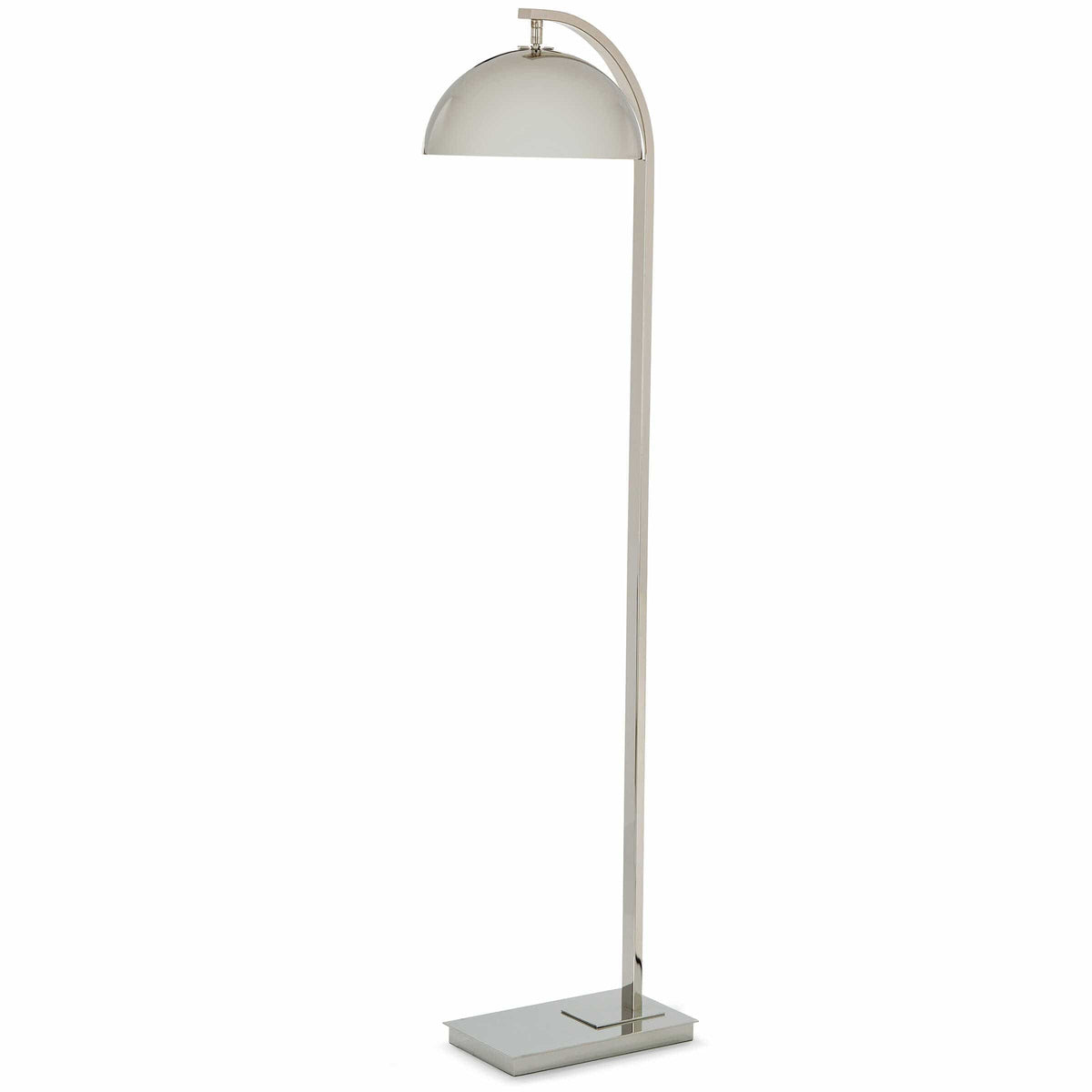 Otto Floor Lamp: Modern brushed nickel floor lamp with an arching neck and swiveling dome shade.