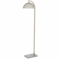 Otto Floor Lamp: Modern brushed nickel floor lamp with an arching neck and swiveling dome shade.