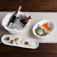 White Alegria Double Dip Serving Bowl - Set Detail | Bone & Brass
