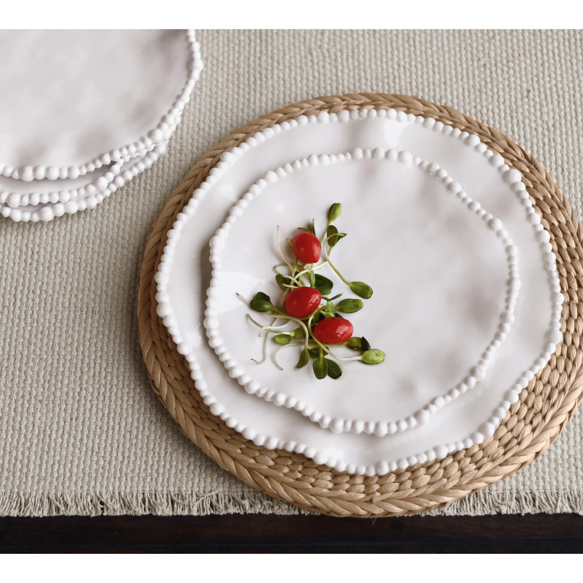 VIDA Alegria White Salad Plate Set of 4 - Plate Detail | Bone & Brass