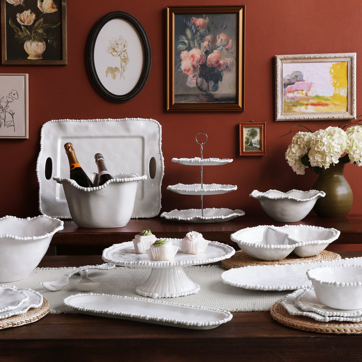 Alegria White Pedestal Cake Plate - Pedestal Detail | Bone & Brass