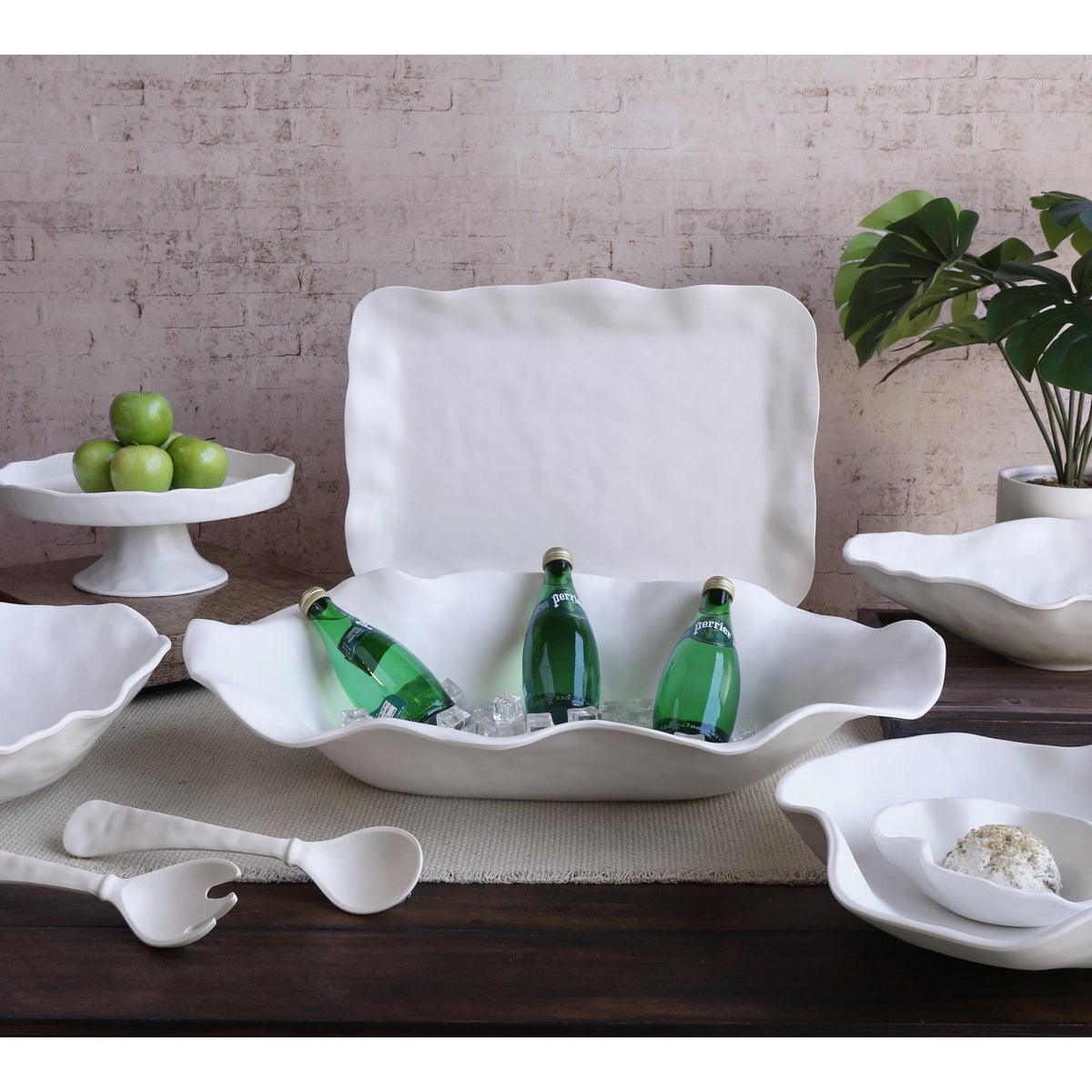 Vida Nube Extra Large Oval Centerpiece (White) - Platter View | Bone & Brass