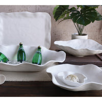 Vida Nube Large Oval Bowl (White) - Bowl Side View | Bone & Brass